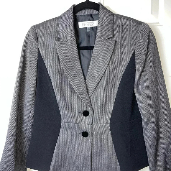 KASPER WOMENS BLAZER GRAY AND BLACK SIZE 2P PERFECT CONDITION - Picture 2 of 10